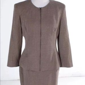 Charles Chang-Lima Brown Tweed Skirt Suit sz 12